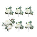 White Peony Boutonniere Set for Men