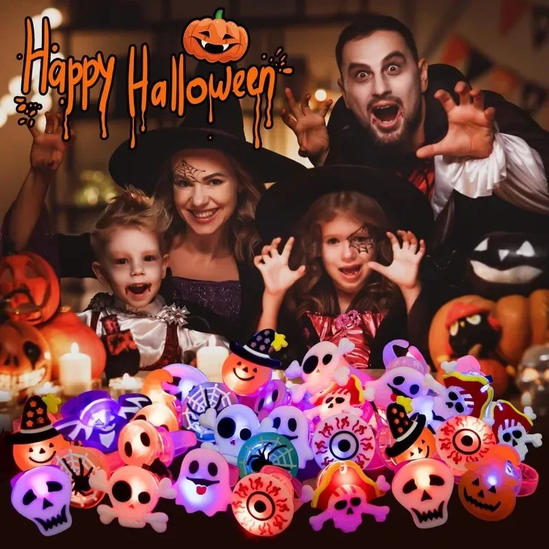 LED Luminous Halloween Toys Pumpkin Ghost Skull Glowing in Dark Fingers Toys with Light Birthday Party Decoration Props Supplies
