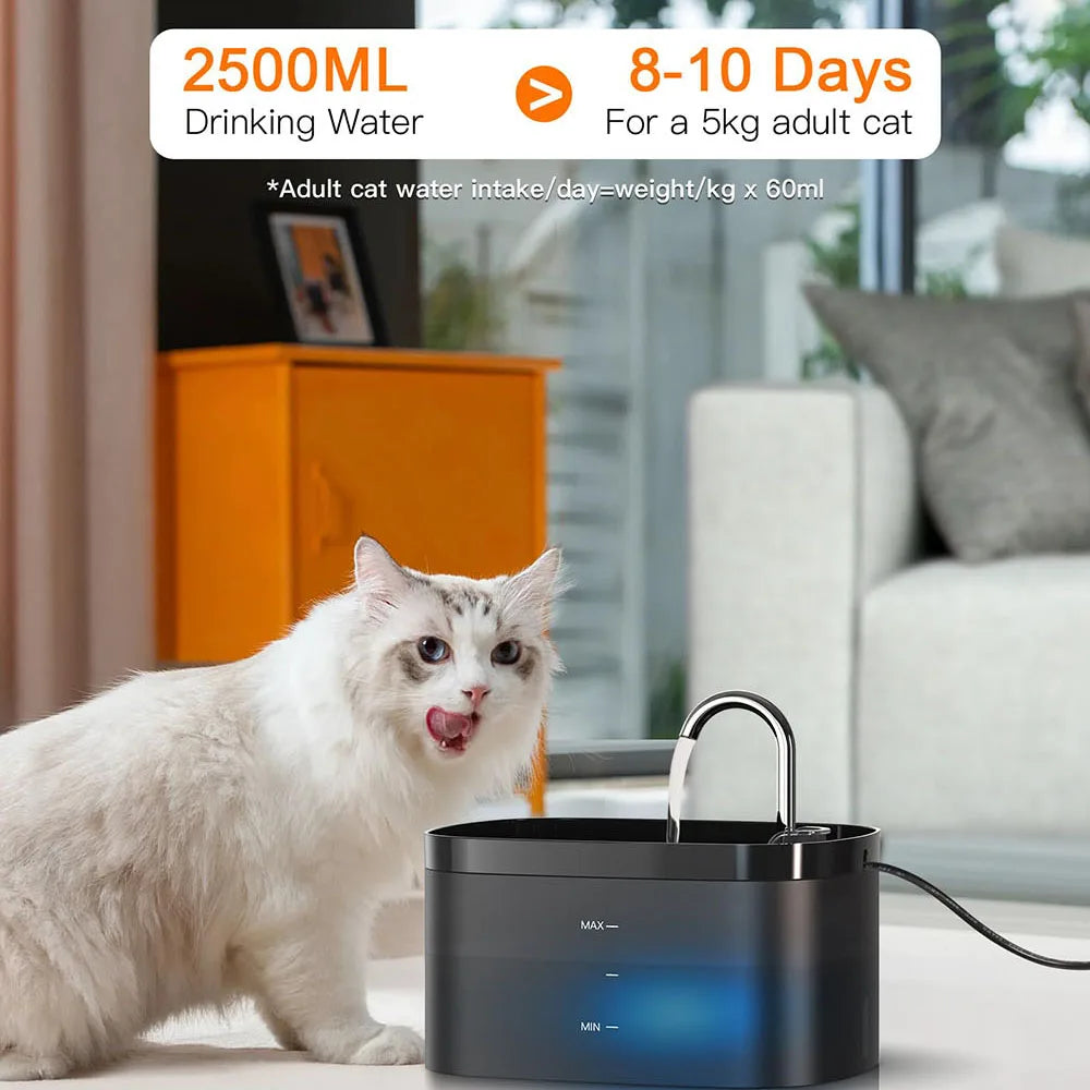 2.5L 5V USB Automatic Cat Dog Water Fountain With Faucet Dog Water Dispenser Transparent Filter Drinker Pet Sensor Drinking Bowl