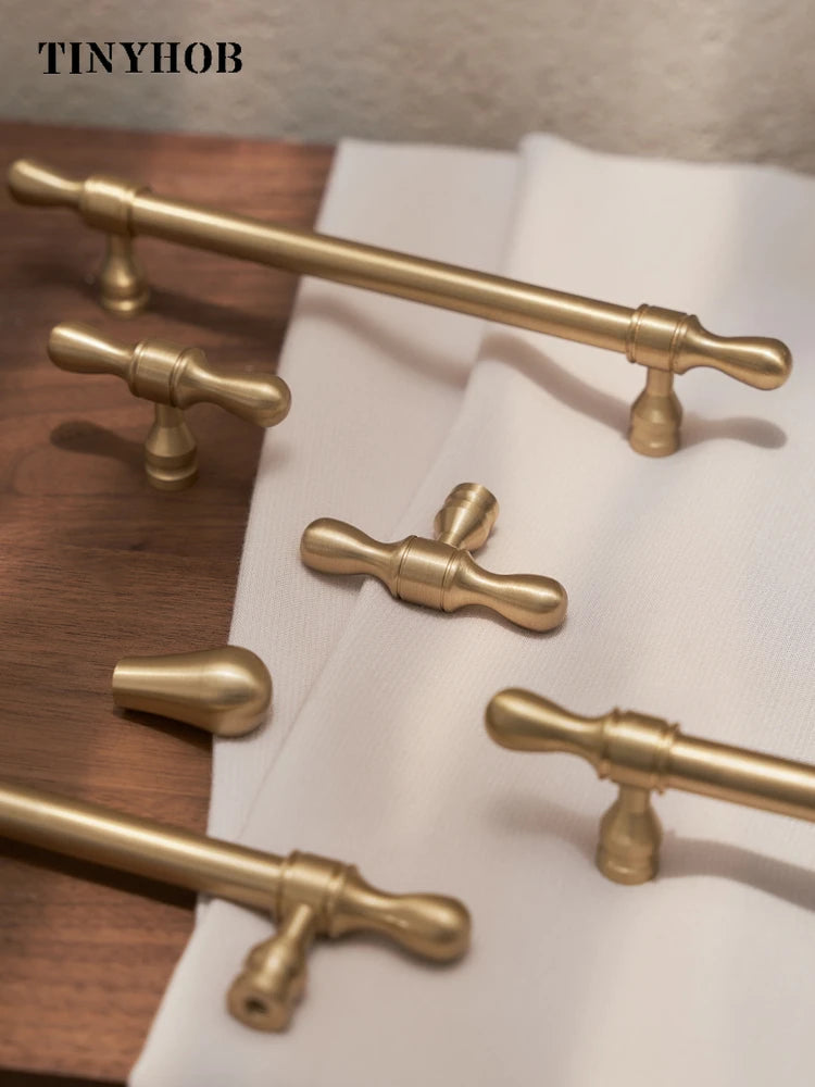 Satin Brass Cabinet Door Handles and Knobs Antique Drawer Pulls Vintage Kitchen Cupboard Handle Wardrobe Hardware French Style