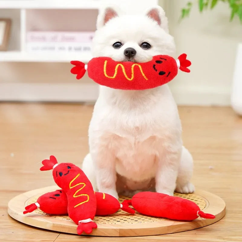 Dog Sound Plush Toy Hot Dog Chewing Toy Pet