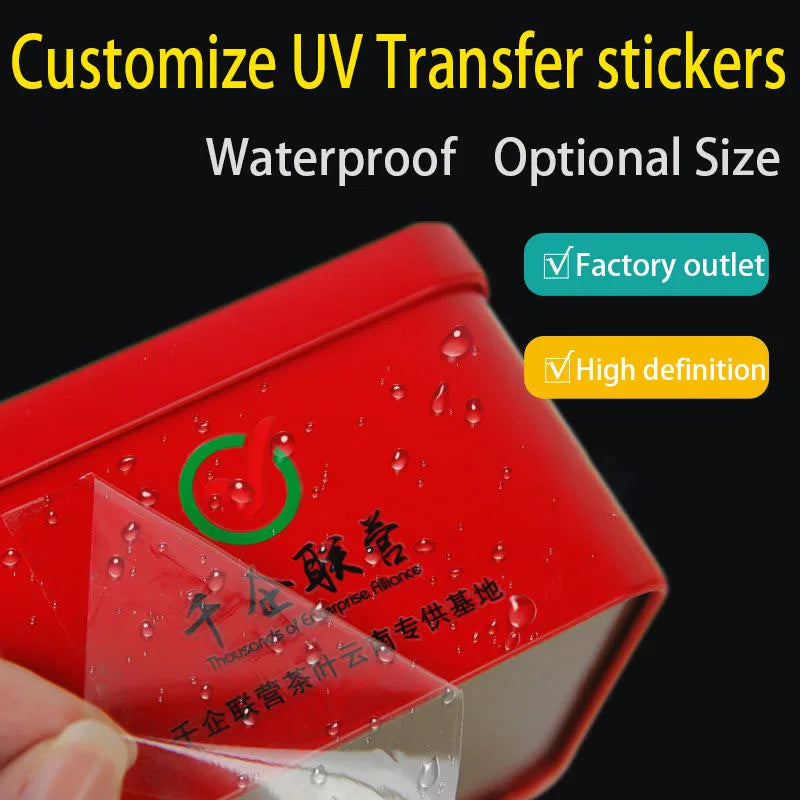 UV ink Transfer Stickers Carton Labels Waterproof Personalized customization Decals High Adhesive printings Free Design