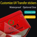 UV ink Transfer Stickers Carton Labels Waterproof Personalized customization Decals High Adhesive printings Free Design