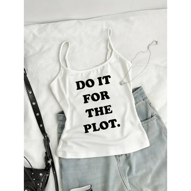 Americanstyle Roundneck Camisole with Do It for the Plot Y2K