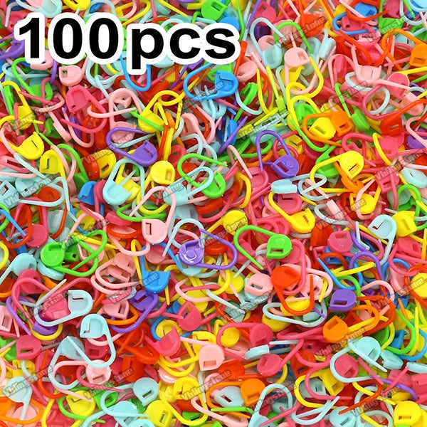 100pcs Mix Colors Knitting Stitch Markers Plastic Resin Small Needle Clip Crochet Locking Sewing Tools DIY Craft