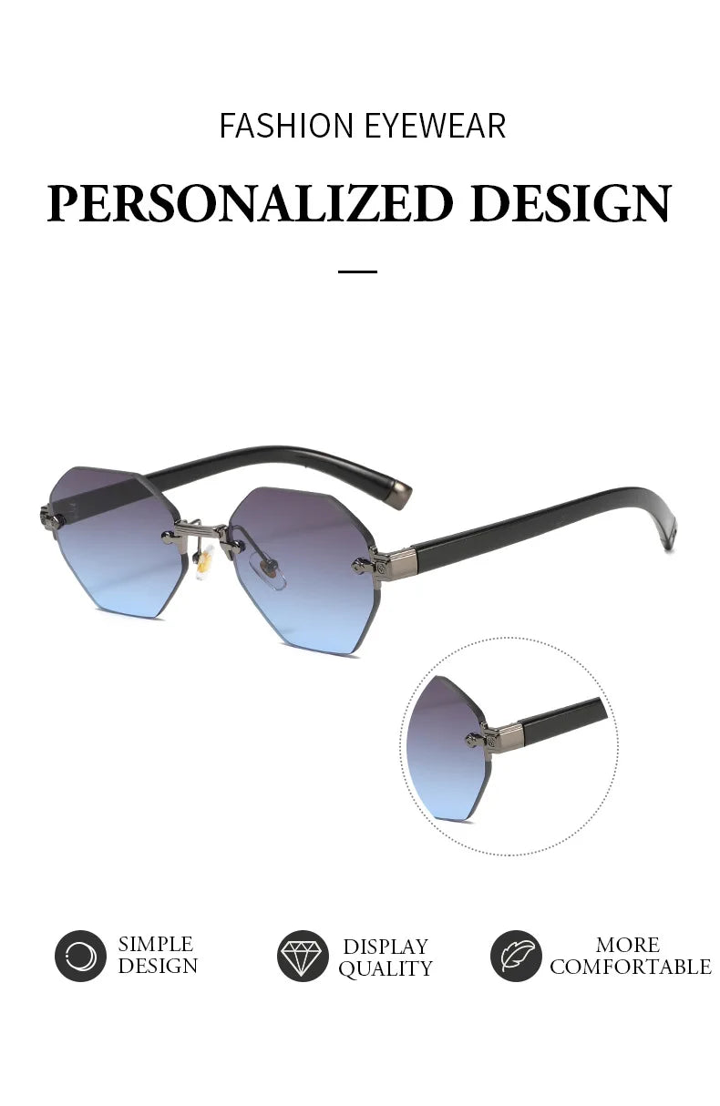 2025New Man Woman Rimless sunnies Gradient UV400 Fashion Trend Fashion Show Sun Glasses