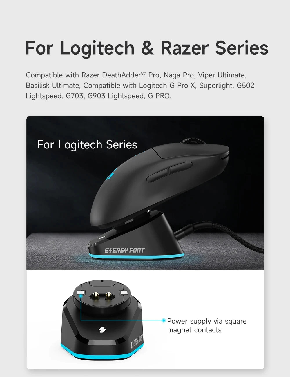 Gaming Mouse Wireless Charger For Logitech G403 G502 X Plus G703 G903 HERO Lightspeed Dock Station G PRO X Superlight Hero GPW2