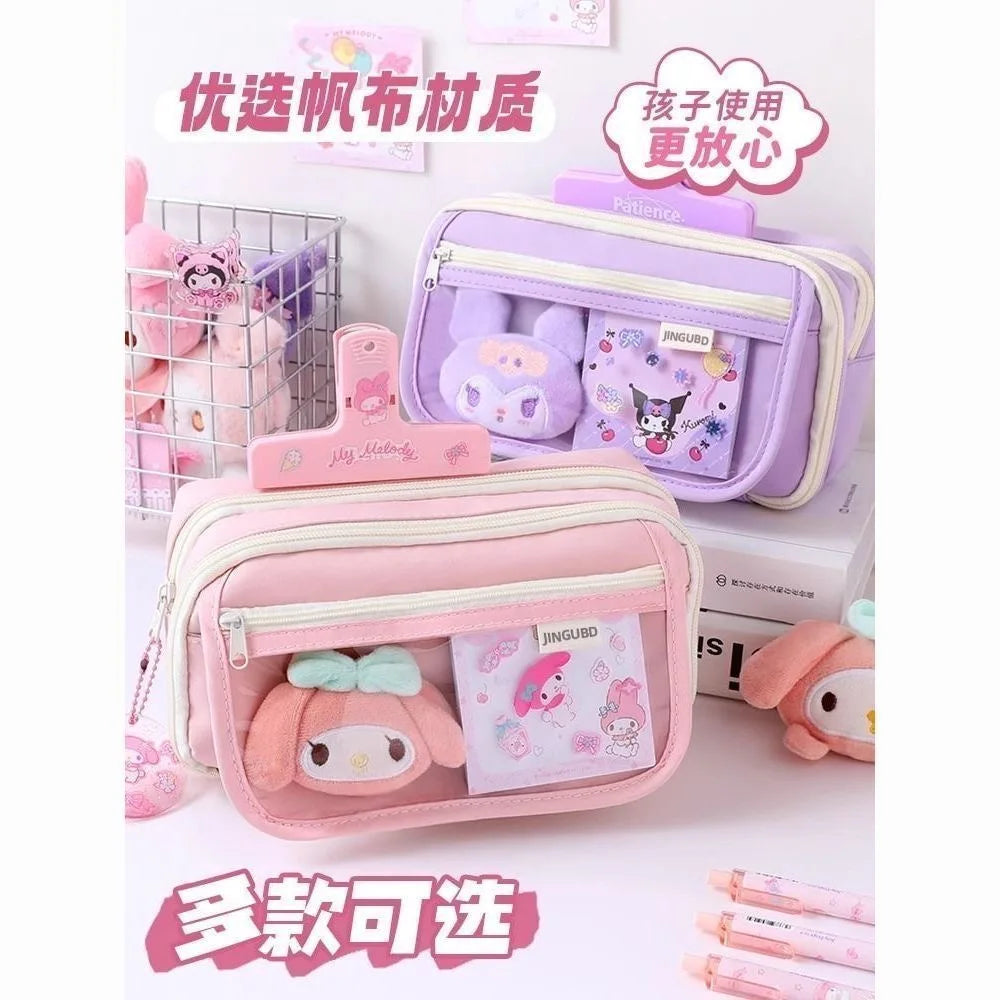 Kawaii Pencil Case DIY Set Cute Korean Stationery Supplies Pen Pouch School Desk Organizer Large Capacity Waterproof