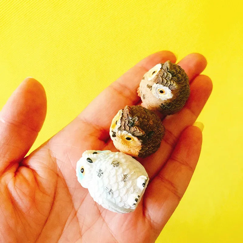 sale~10Pcs/owls/miniatures animals/lovely cute/fairy garden gnome/moss terrarium decor/crafts/bonsai/figurine/diy supplies
