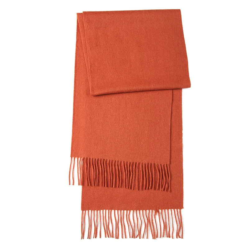 LONGMING 100% Merino Wool Knitted Shawl New Women Autumn Fashion Classic Plaid Solid Scarf Winter Warm Knottable Muffler for Man