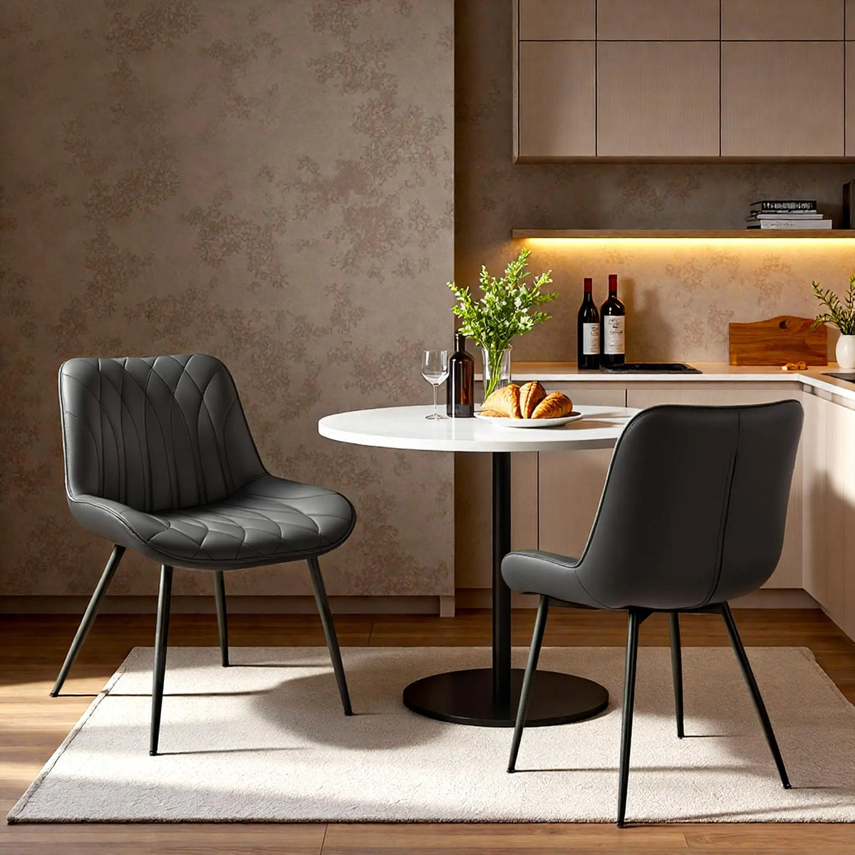 Modern Faux Leather Dining Chairs Set of 2 Upholstered