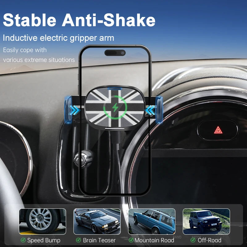 Car Phone Holder Wireless Charger For Mini Cooper F56 F55 F54 F60 F57 2014-2023 Central Control Mobile Phone Bracket Accessories