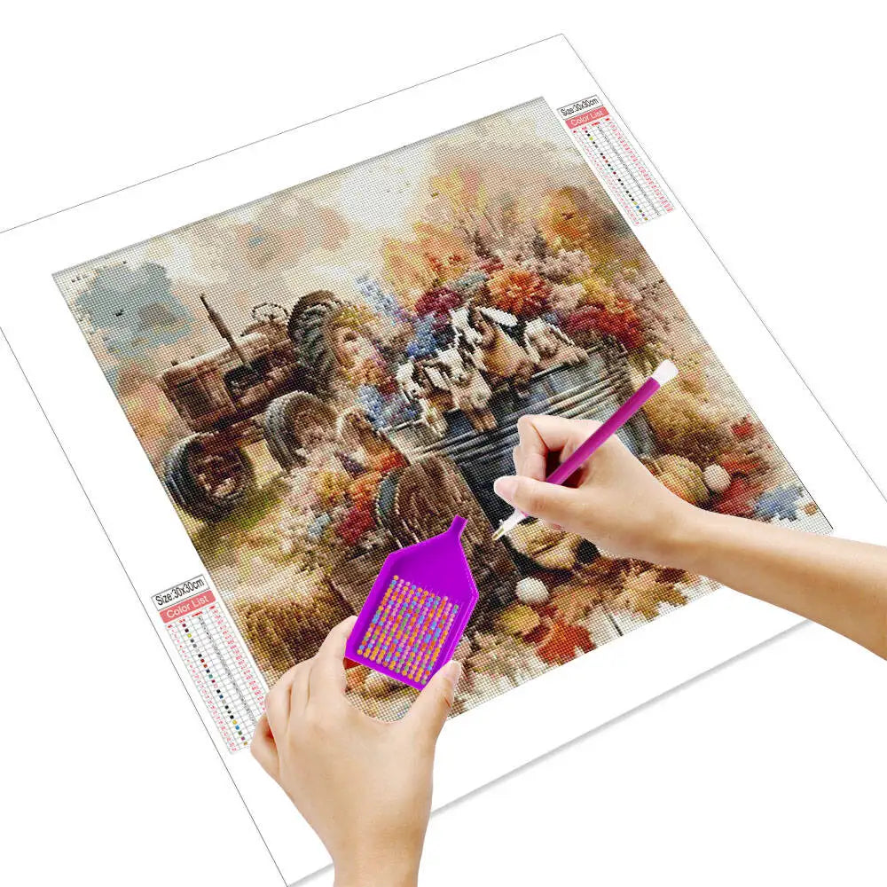 Huacan New Arrivals Diamond Painting Farm Animal 5D Diy Embroidery Mosaic Kits Autumn Scenery Picture Of Rhinestones