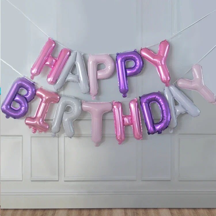 ATG 13pcs Rose Gold Birthday Balloon  Foil Letter Balloons Set Happy Birthday Decoration Caramel Color Globos Kids Party Supplie