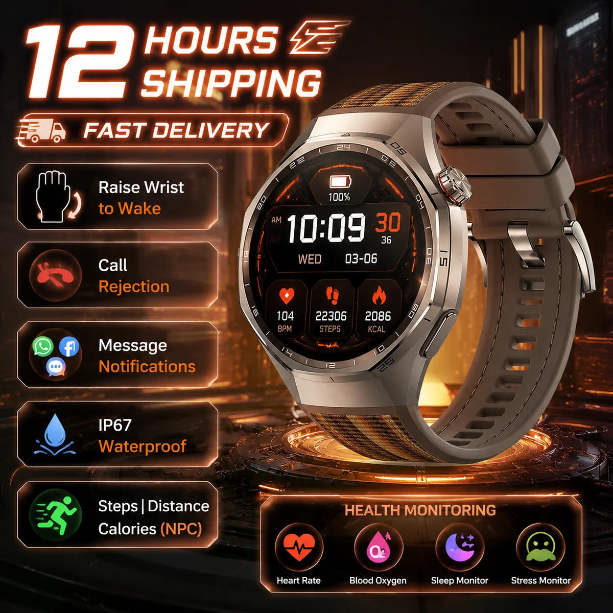 Watch 6 Pro Smart Watch for Men Women Amoled