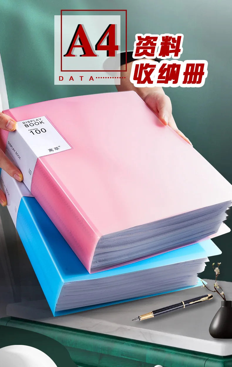 1PC A4 Plastic Budget Binder File Folders Documents Booklet Leaflet 30/60/100 Pages Office Student Supplies Desk Organizer