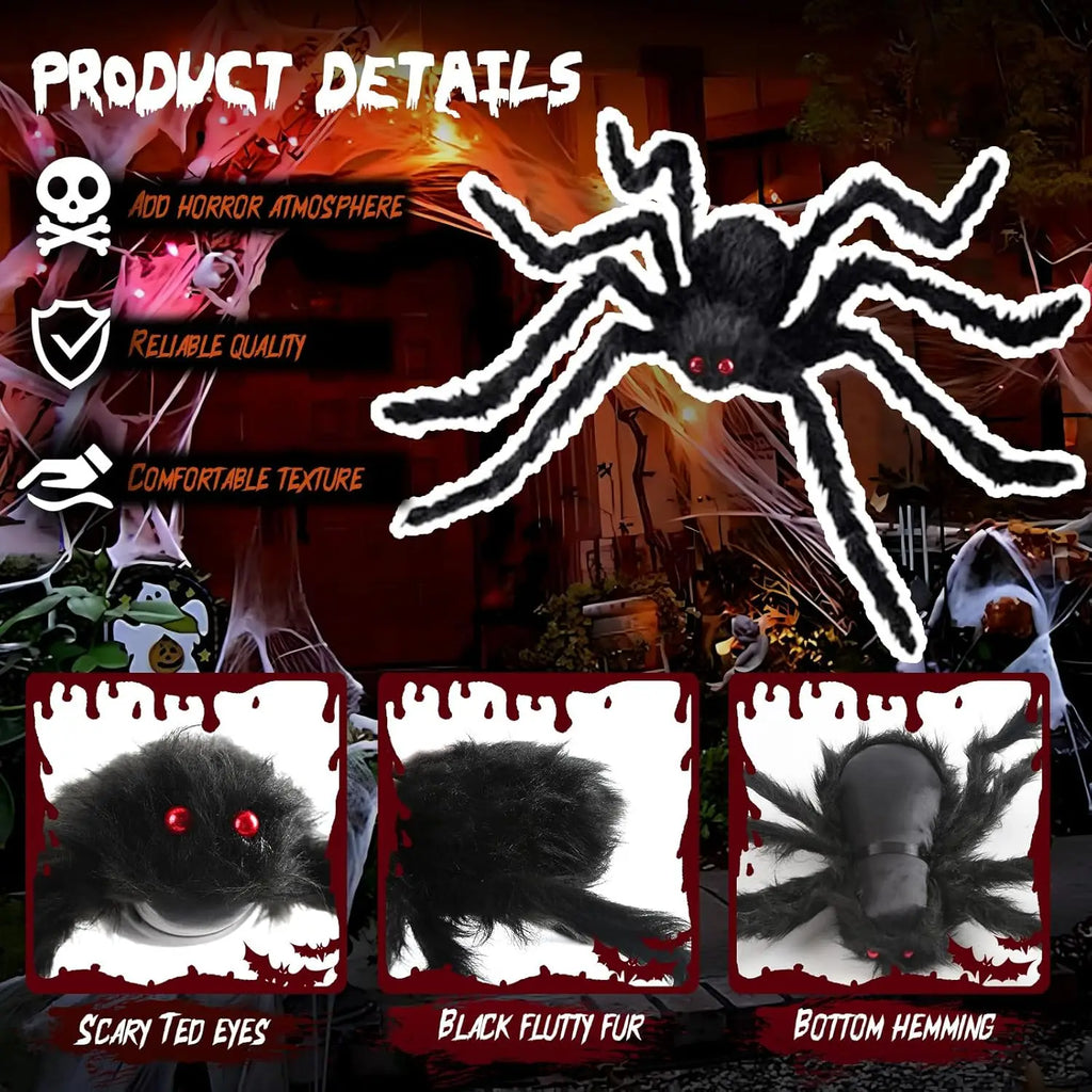 Giant Black Plush Spider Halloween Decoration