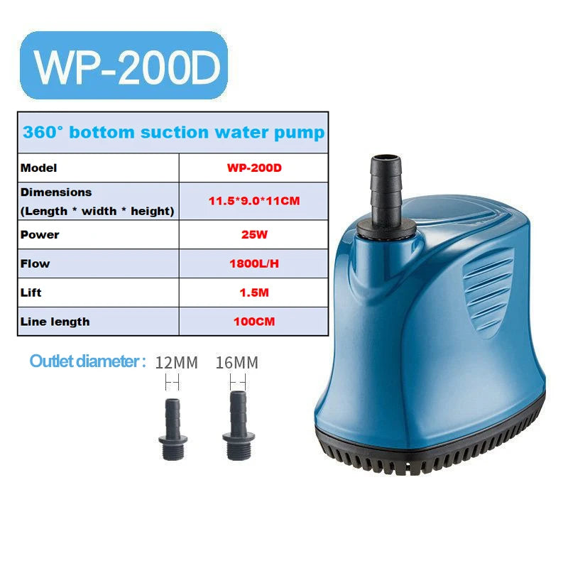 Submersible pump, low water level silent filtration circulation pump, small aquarium water pumping bottom suction pump