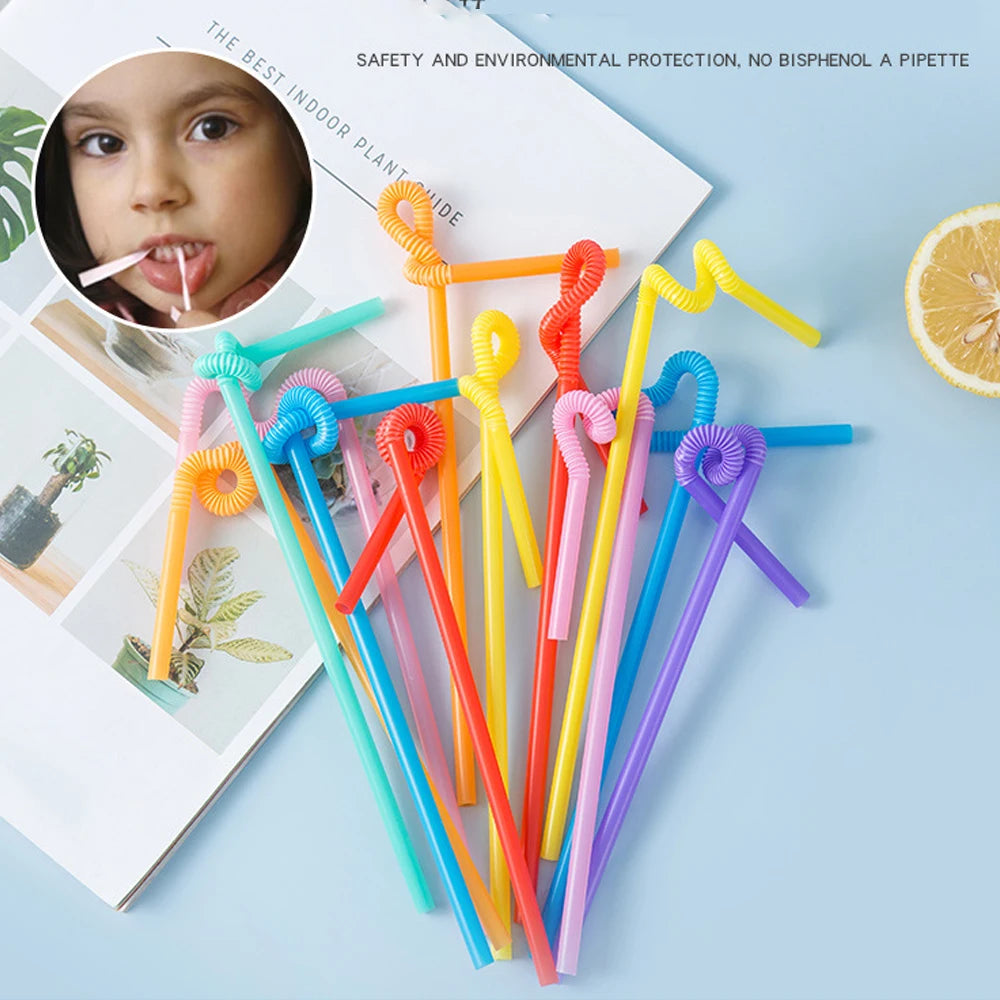 50/500/1000Pc Colorful Foldable Drinking Straws Juice Cocktail Beverage Straws for Party Bar Kitchen Accessory Wedding Wholesale