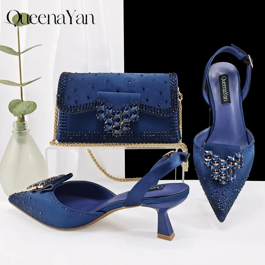 Navy Blue Handbag and Heel Set