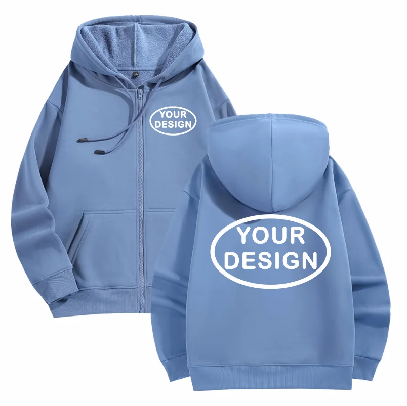 Customize Your Logo Zipper Sweatshirt For Men And Women Loose Casual Fashionable Long Sleeved Sportswear Personalized Embroidery