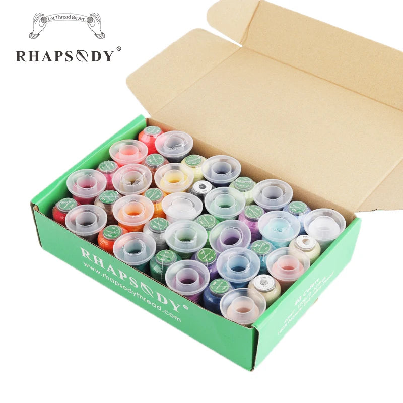 Rhapsody 40WT Polyester Embroidery Machine Thread 550Y 60 Colors Brother Babylock Janome Singer Pfaff Husqvarna Bernina Sewing