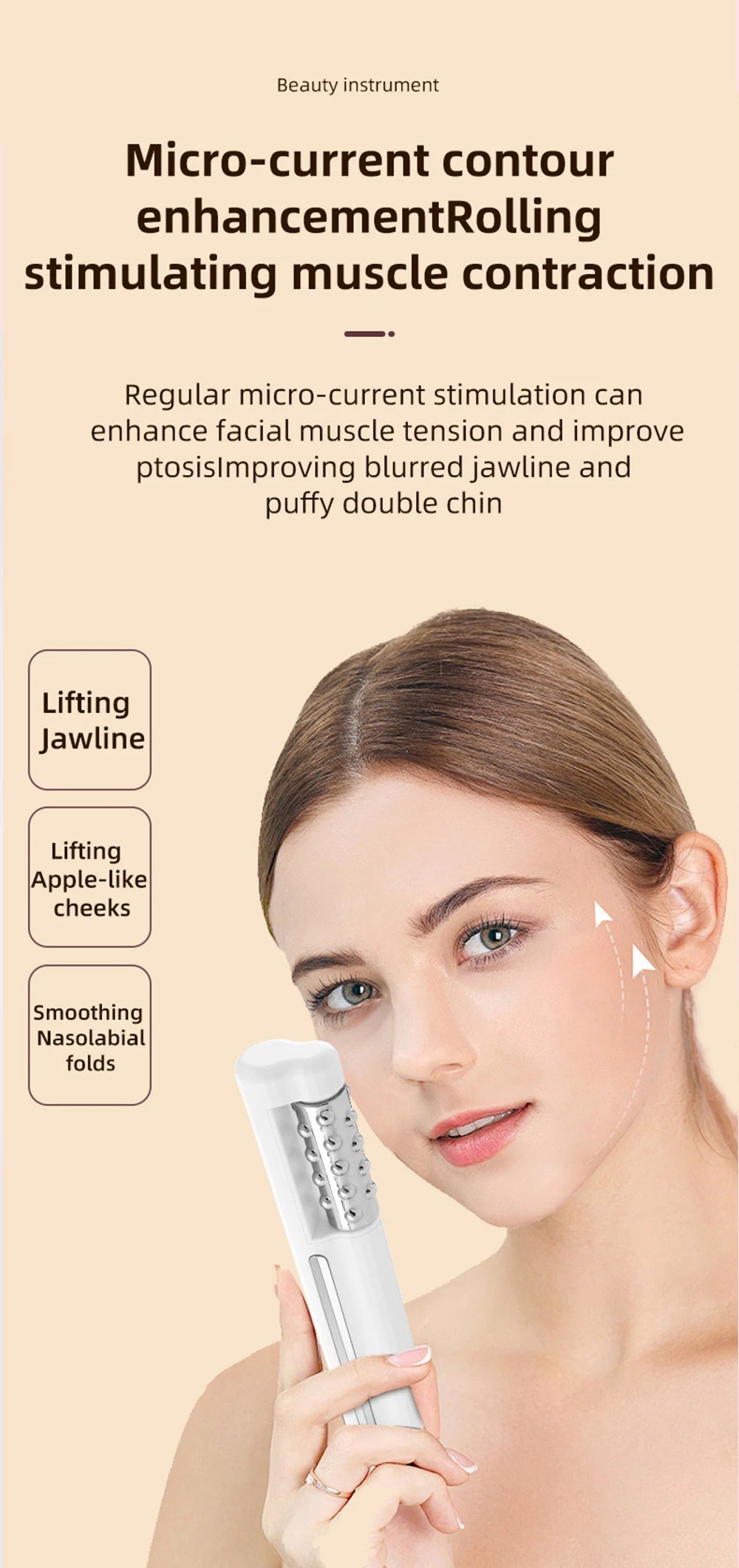 New Arrival 3D Electric 360 Rotation Roller Face Lifting Machine Heating Roller EMS Facial Vibrator Body Massager Skin Care Tool