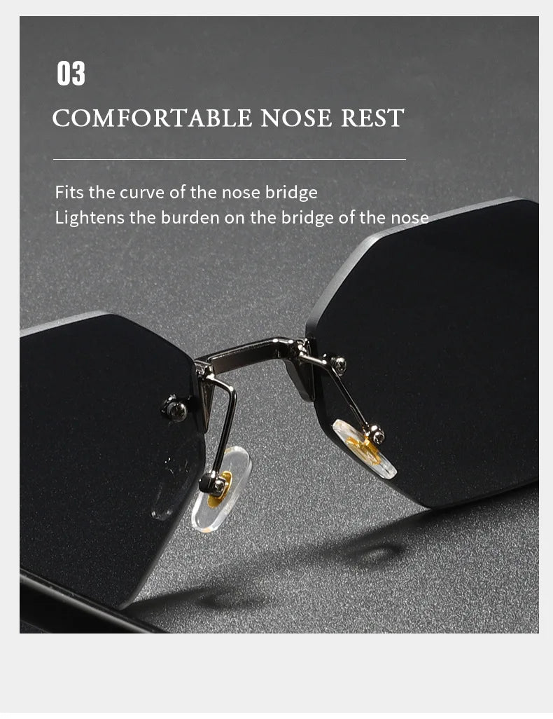2025New Man Woman Rimless sunnies Gradient UV400 Fashion Trend Fashion Show Sun Glasses