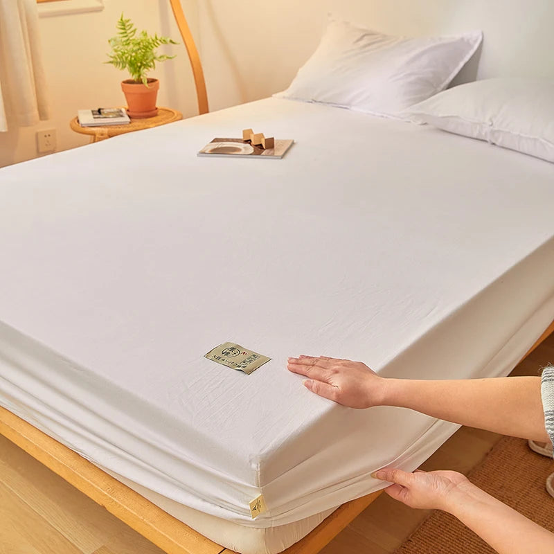 100% Cotton Mattress Covers Air-Permeable Anti-Pull Fitted Sheet No Pillowcase Elastic Bands Non Slip for Single Queen King Bed