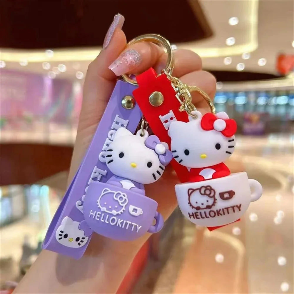 MINISO Cute Cartoon KT Keychain Girl Schoolbag Shoulder Bag Car Keyring Kid Children Kawaii Gift Festival gifts Festival gifts
