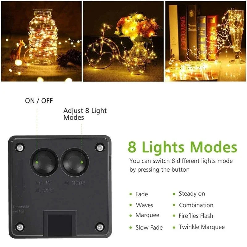 7m/12m/22m/32m LED Solar Light Outdoor Garden Fairy String Light