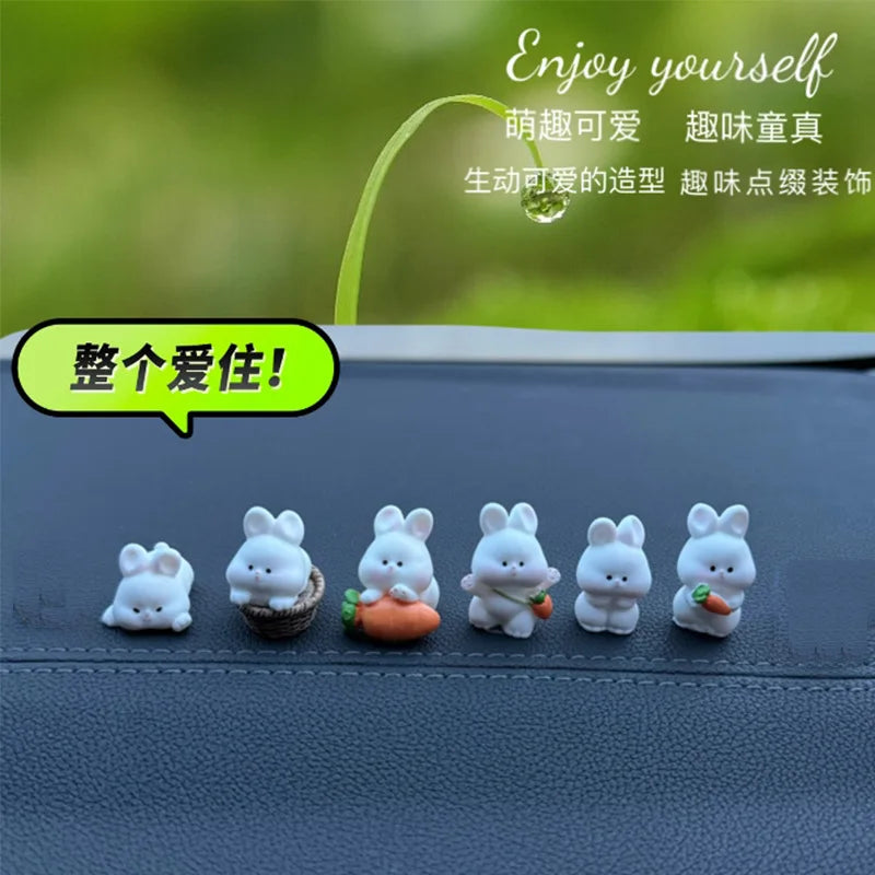 Car Interior Ornaments Mini Duck Bunny Chicks Figurines For Dashboard Rearview Mirror Fairy Garden Home Decor Gift
