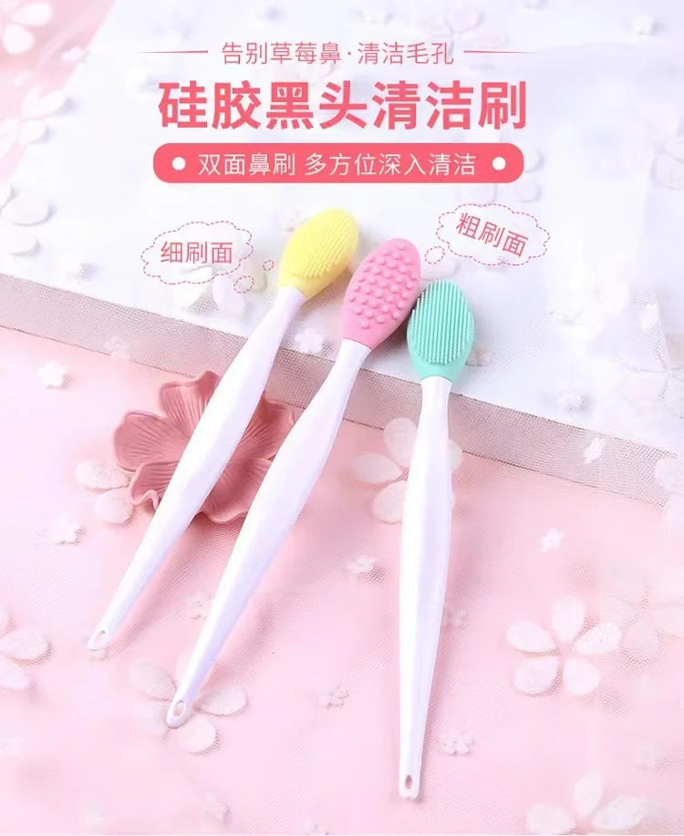 1/5PCS Beauty Skin Care Silicone Face Brush Exfoliating Facial Cleansing Scrub Nose Brush Blackhead Remove Double-Sided Brushes