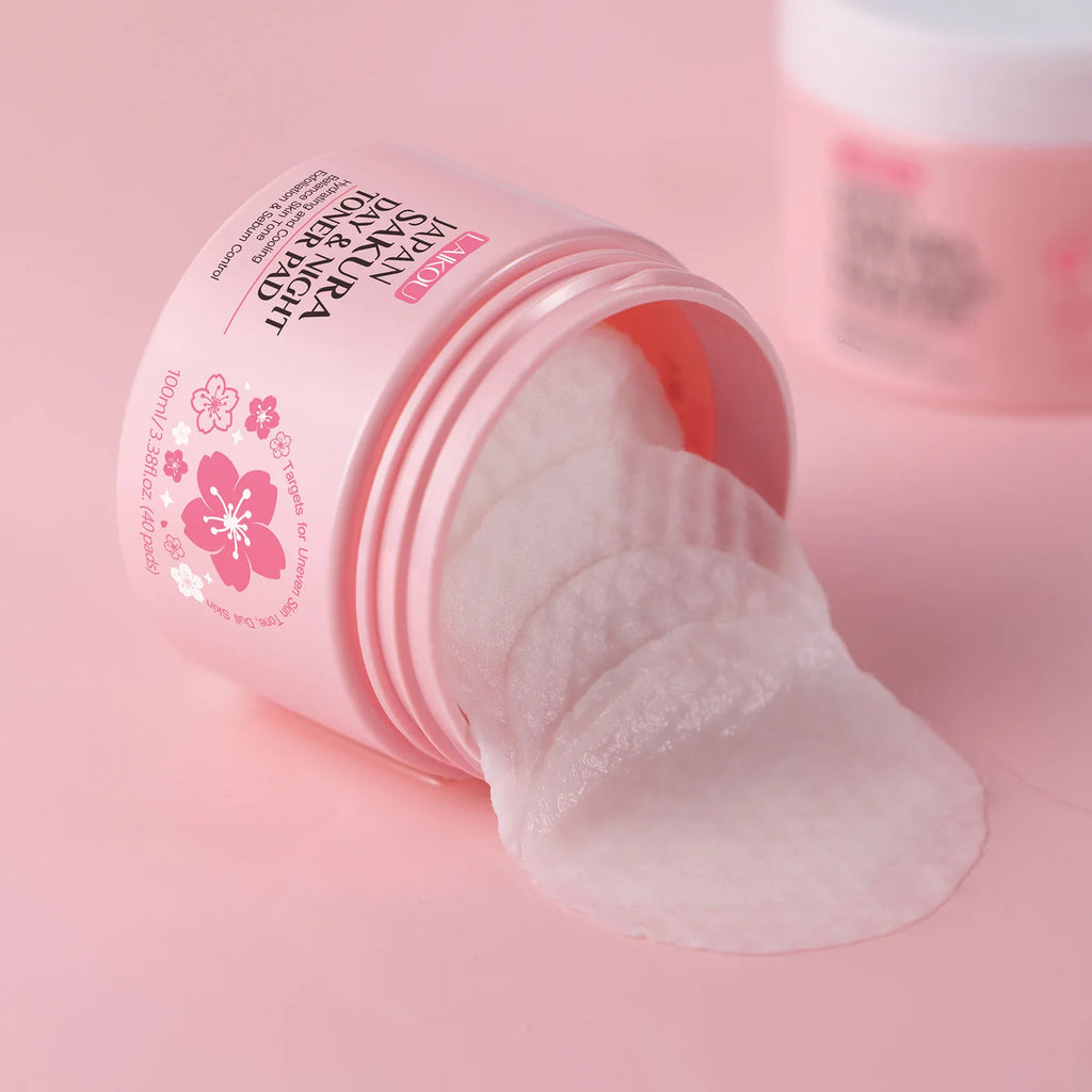 Japan Sakura Toner Pads 100ml 40pads Day Night Use Remove Makeup Cleanse Moisturize Face Care Hydrating Treatment  Skin Care