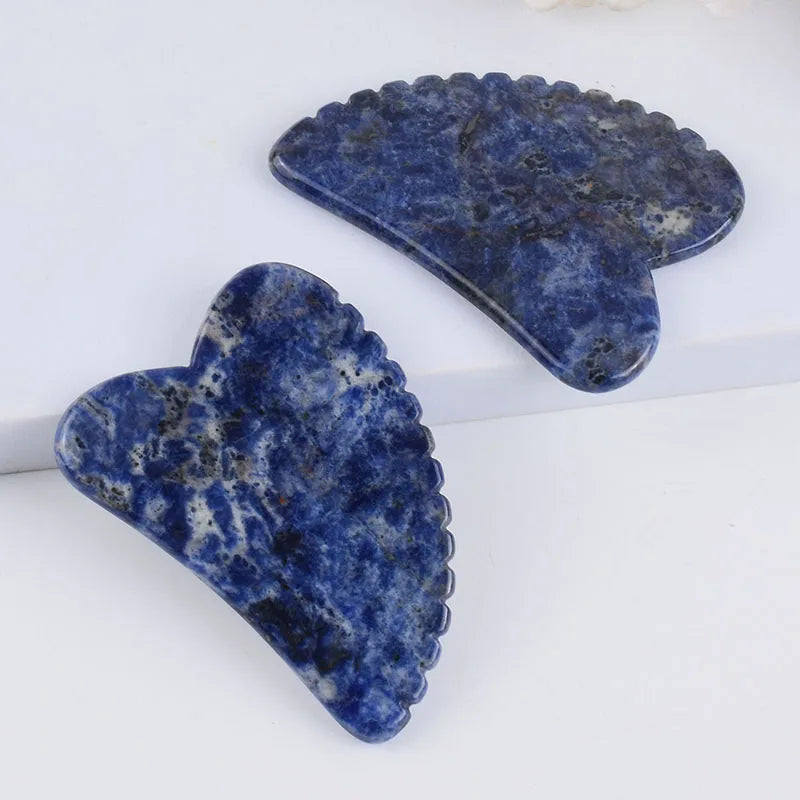 Blue stripes Face Massager Gua Sha Scraper Natural Jade Stone Skin Care Massager for Body Facial Neck Back Beauty Health Eye SPA