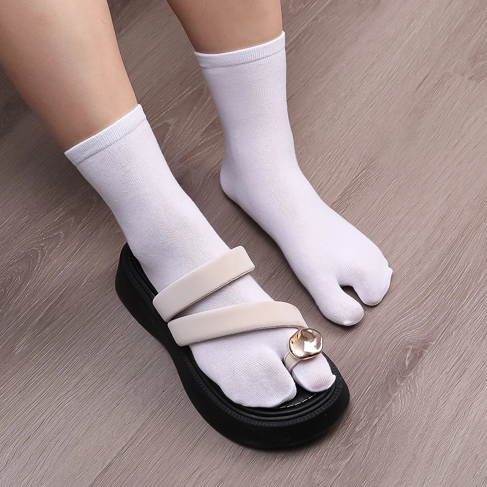 Fashion Japanese Style Tabi Toe Socks for Men Women Summer Fiber Two Finger Socks Kimono Flip Flop Sandal Split Tabi Toe Sock