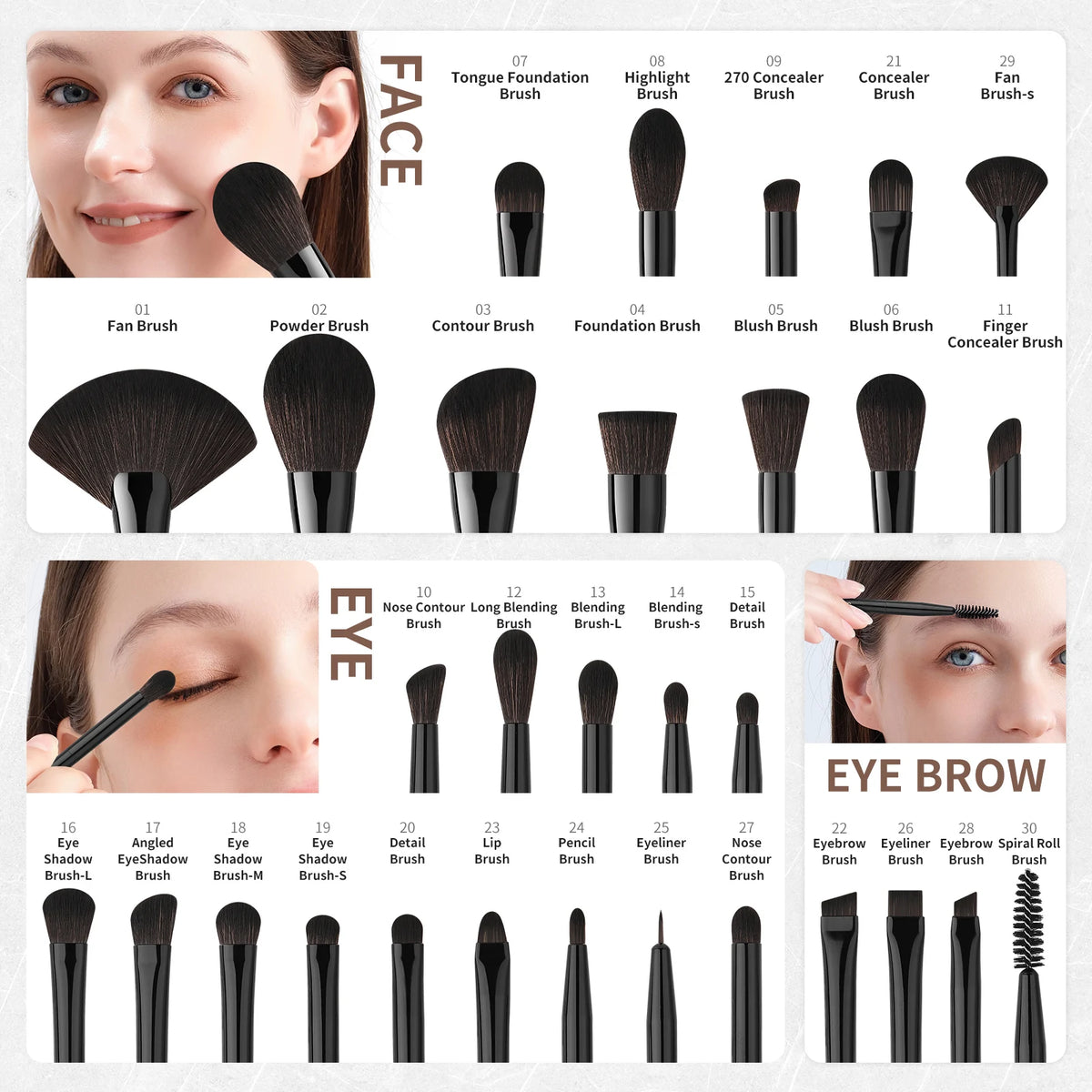 Docolor Makeup Brush Set Professional 10-30pcs Eyeshadow Blush