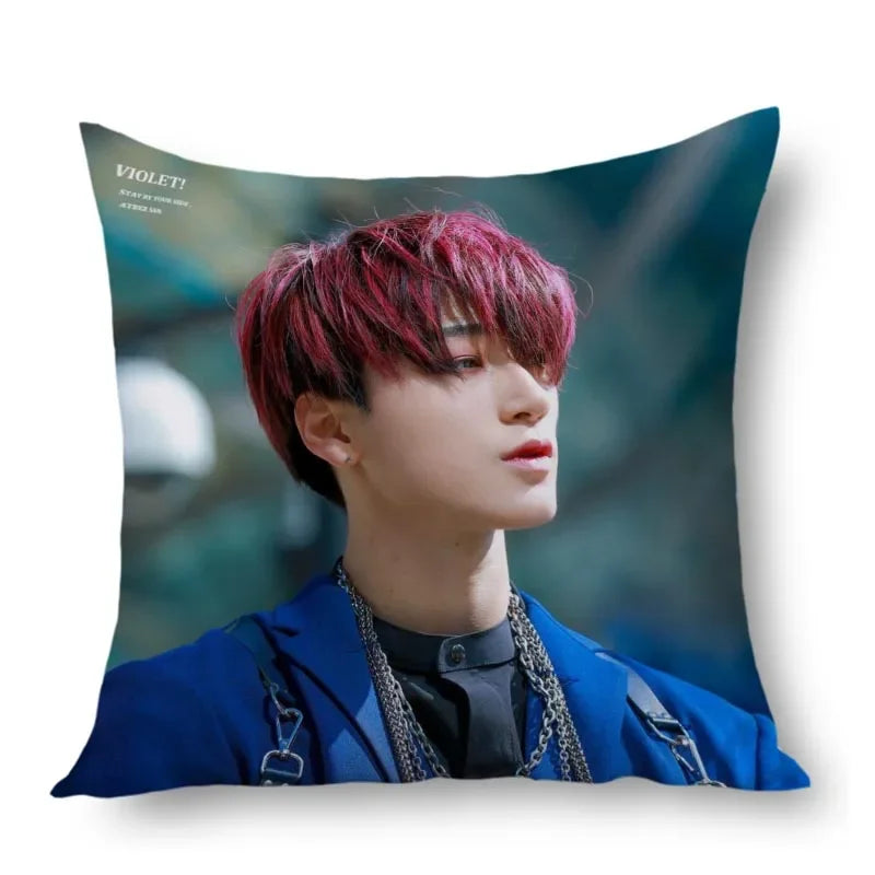 San Ateez Pillow Cover Bedroom Home Office Decorative Pillowcase Square Zipper Pillow Cases Satin Fabric Eco-Friendly WJY