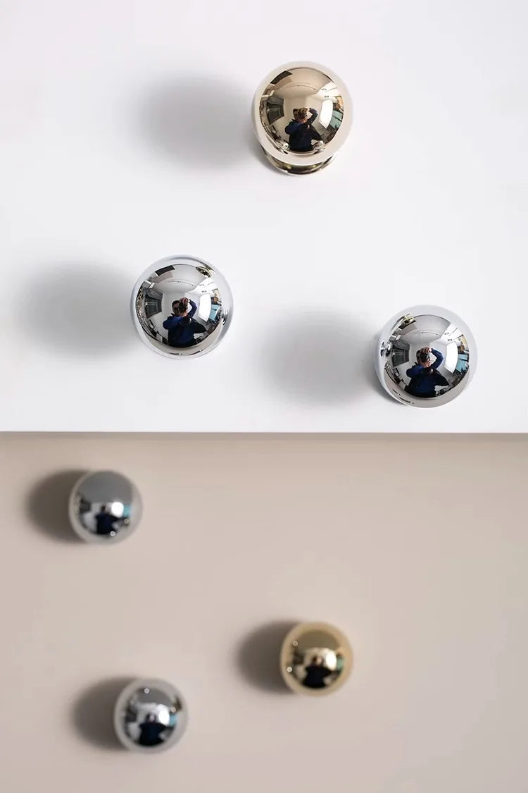 Santaya Brass Drawer Round Knobs Chrome Bright Silver Modern Minimalist Dresser Handle Single Hole Ball Kitchen Cabinet Pulls