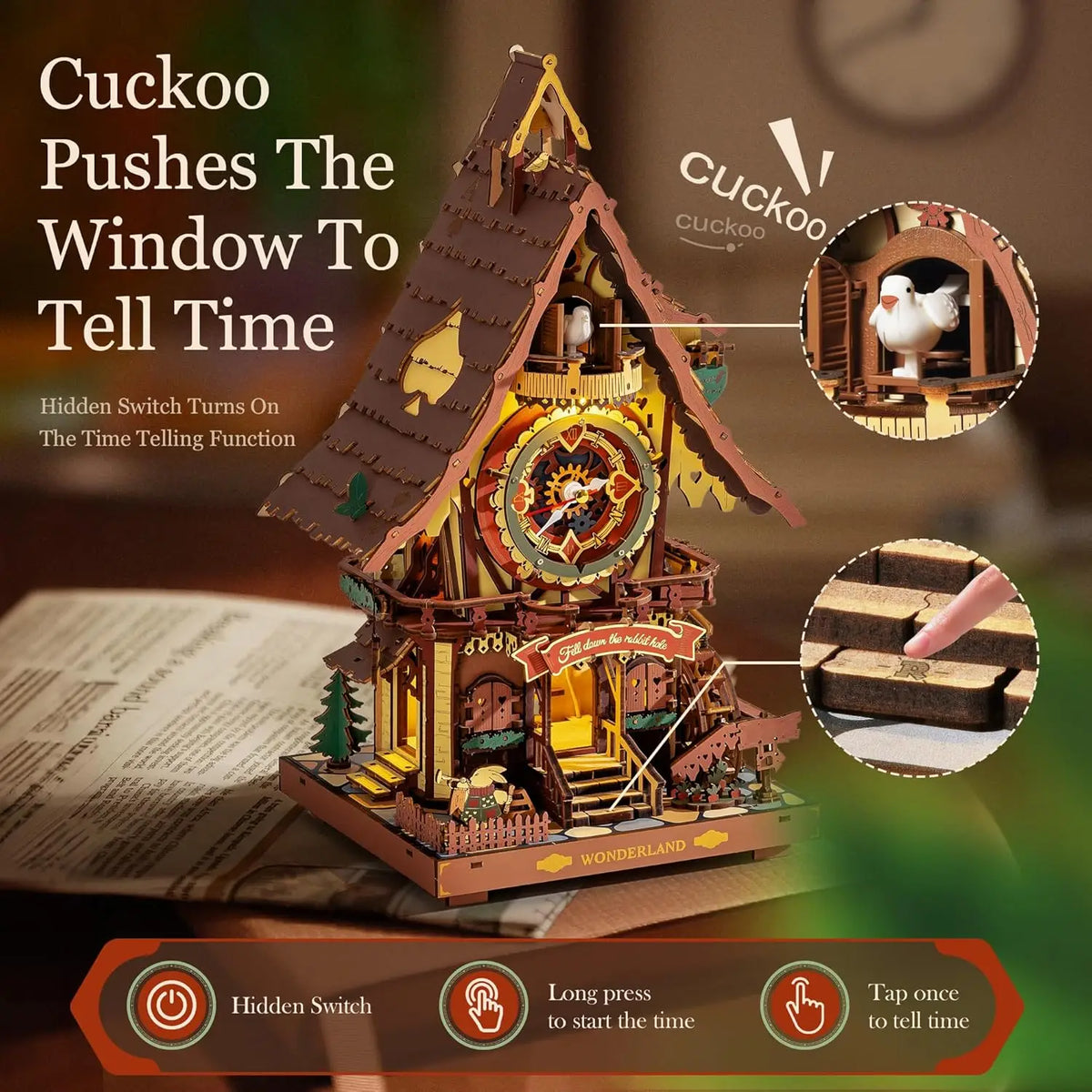 ROKR 3D Wooden Cuckoo Clock Puzzle Kit