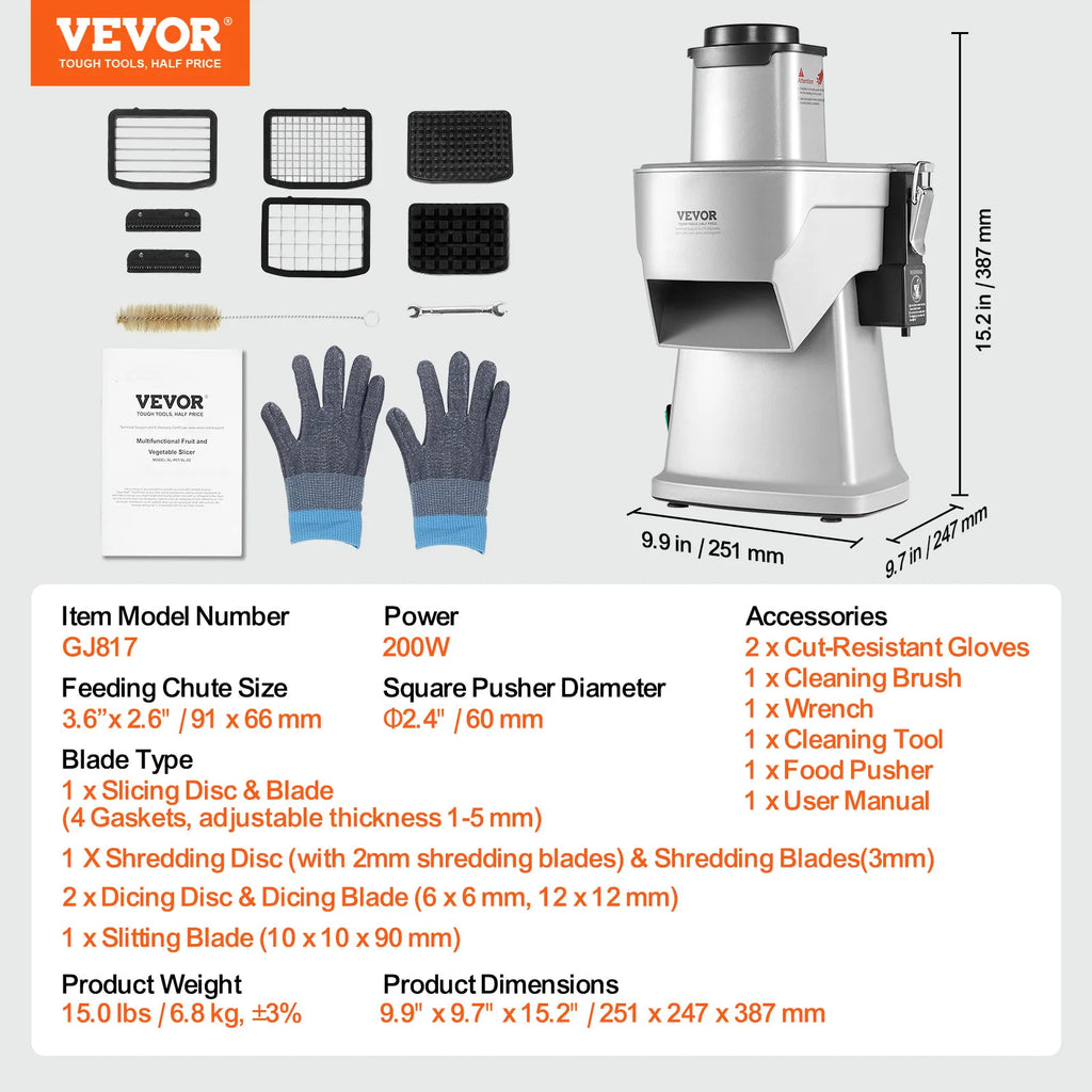SucceBuy Electric Vegetable Slicer 4 in 1 Multifunctional Food