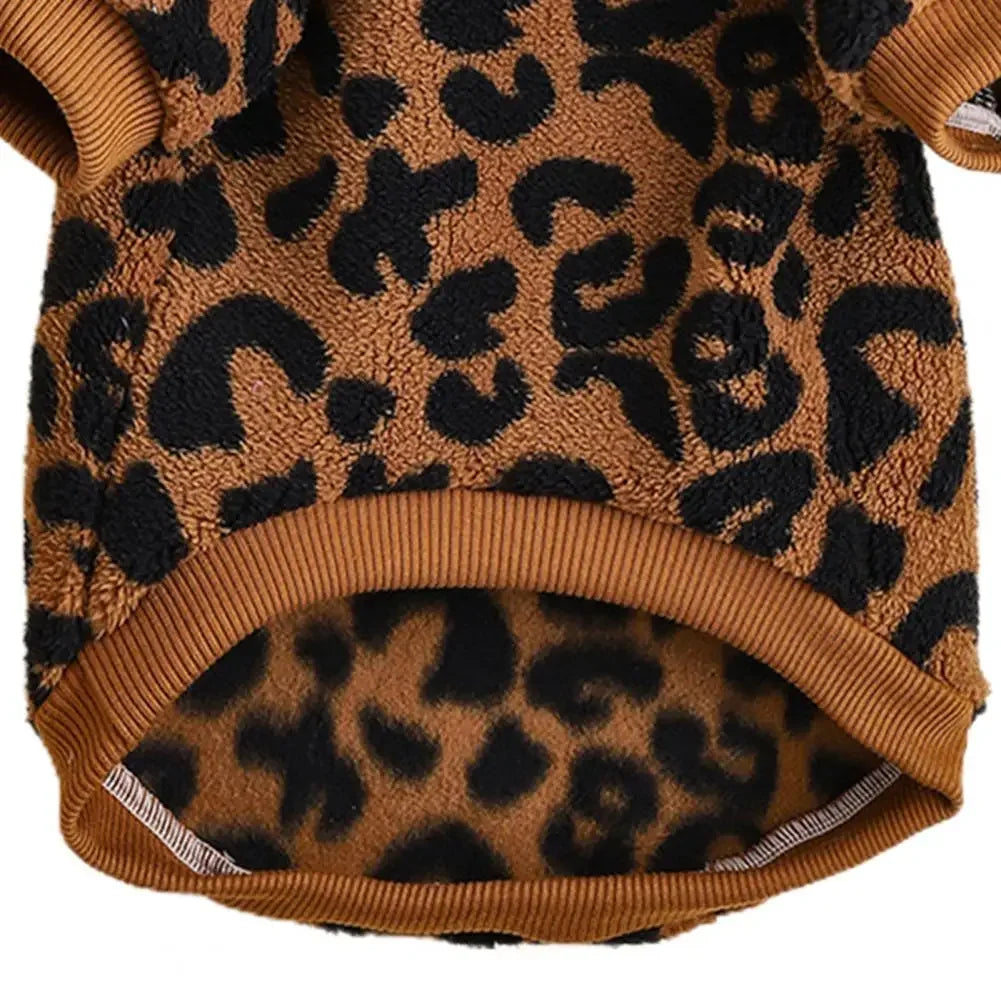 Puppy Pullover Dogs Pet Sweater Winter Leopard Print French Bulldog Winter Warm Sweater Pet Apparel Dog Clothing Kurtka Dla Psa