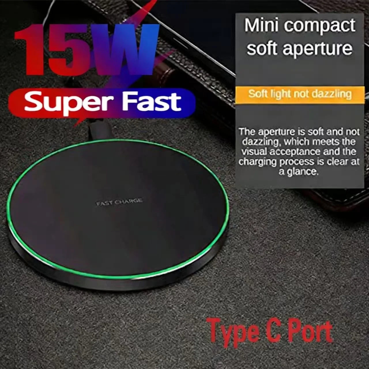 15W Wireless Charger Pad Stand for iPhone 17 16 15 14 13 12 XR Samsung S22 S21 Xiaomi Phone Chargers Fast Charging Dock Station