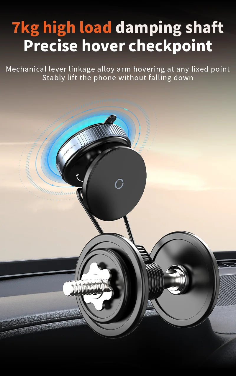 Universal Car Phone Holder Vacuum Suction Cup Strong Magnetic Adsorption 360°Phone Bracket For Gym Kitchen Car Navigation Stand
