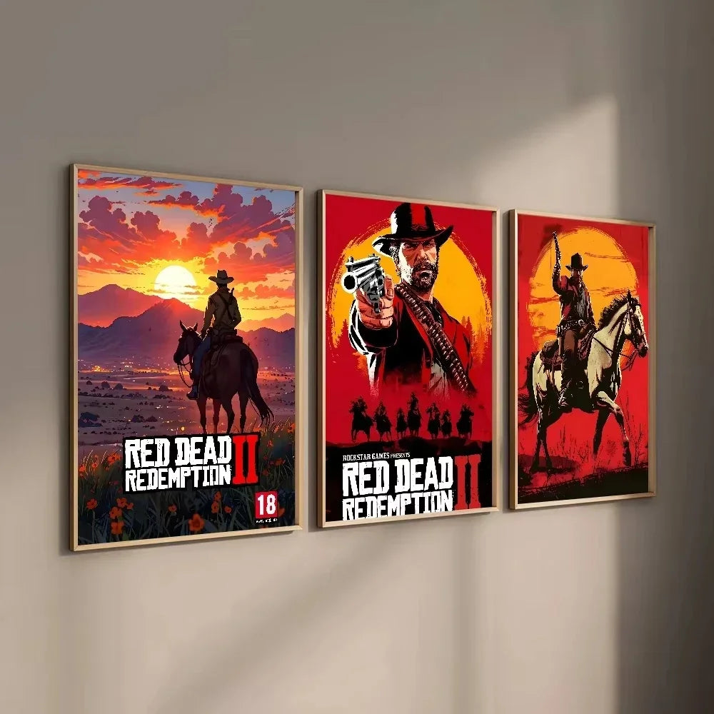 Game R-Red Dead Redemption 2 RDR2 Poster HD art canvas painting home living room bar decoration