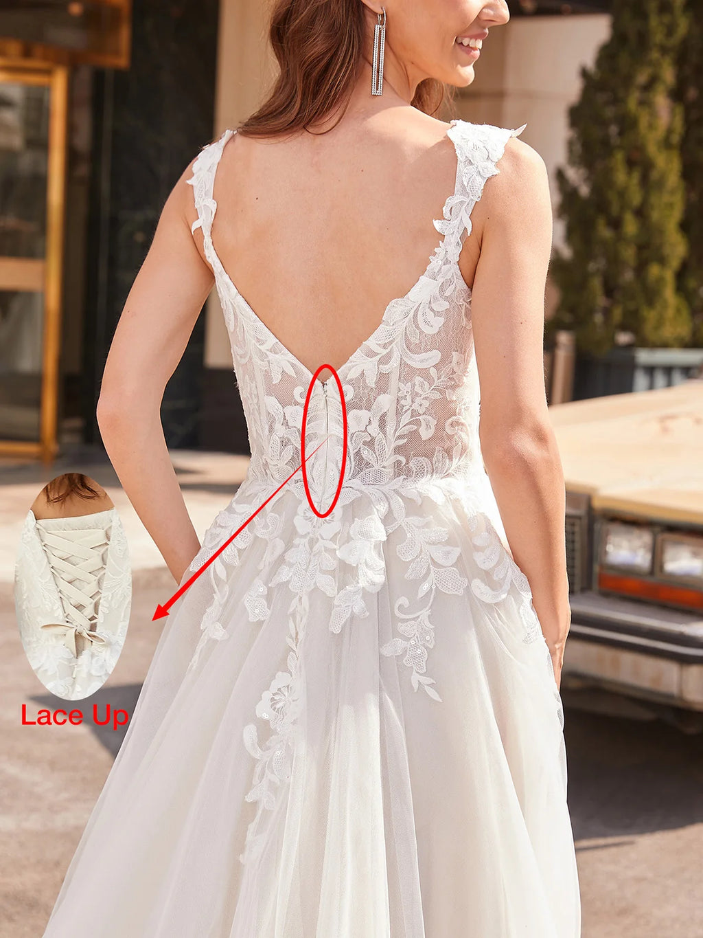 Luxury Cup Sleeves Lace Wedding Dresses Long Illusion Top Ball