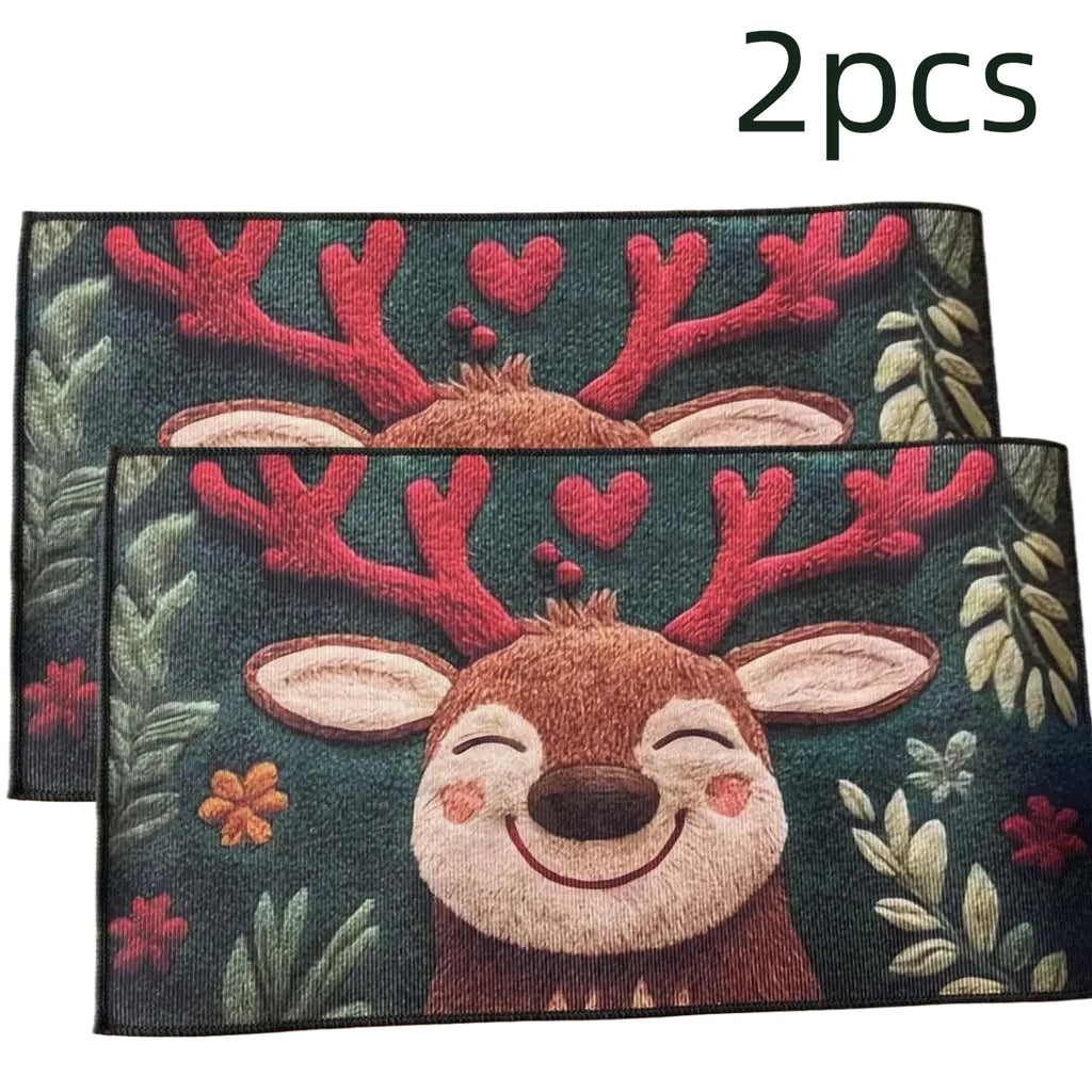 1/2pcs Christmas Carpet Door Merry Christmas Mat Festival Outdoor