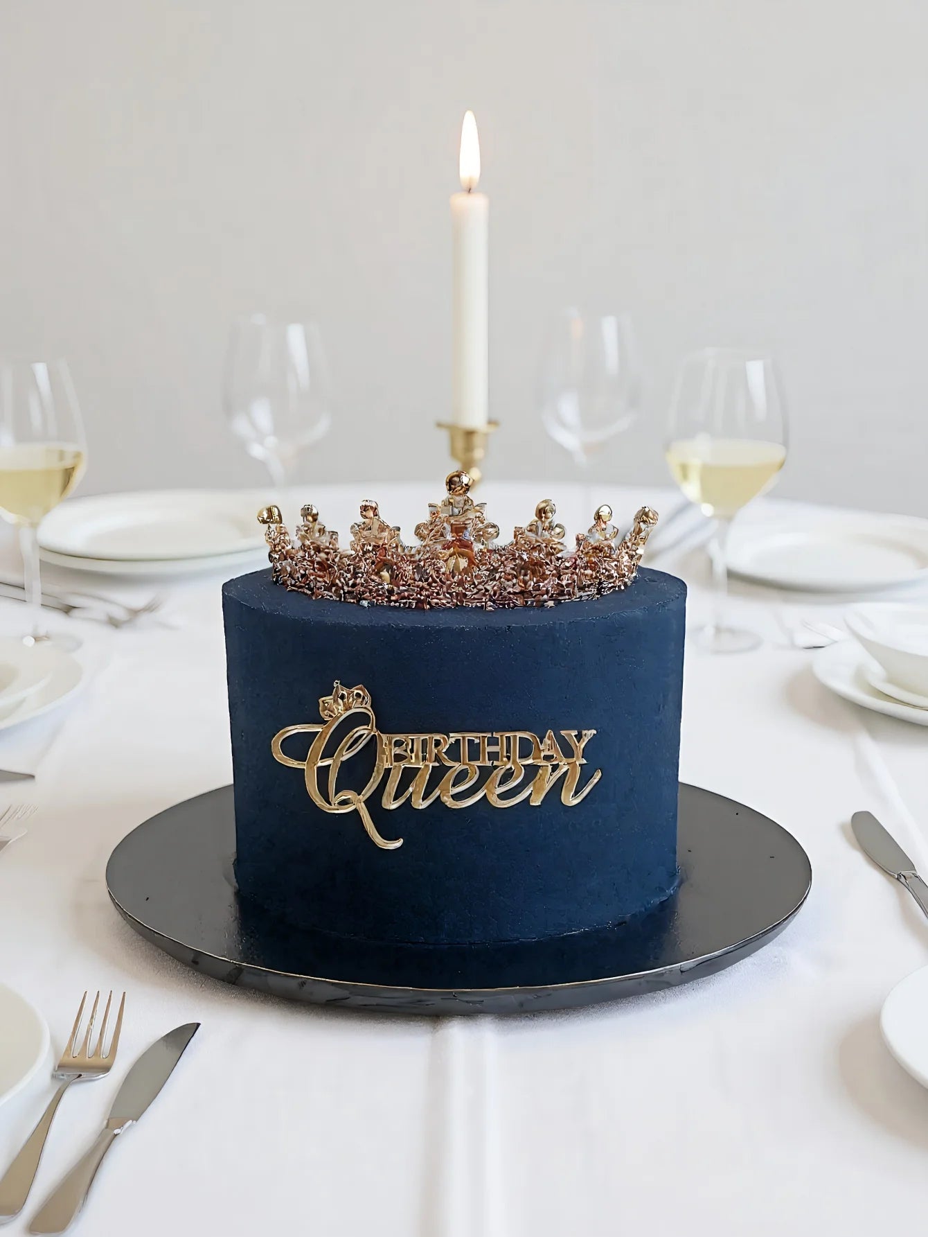 "Birthday 3pcs Queen" PMMA Cake Topper - Modern Letter Decor for Birthday/Christmas, Baking Supplies