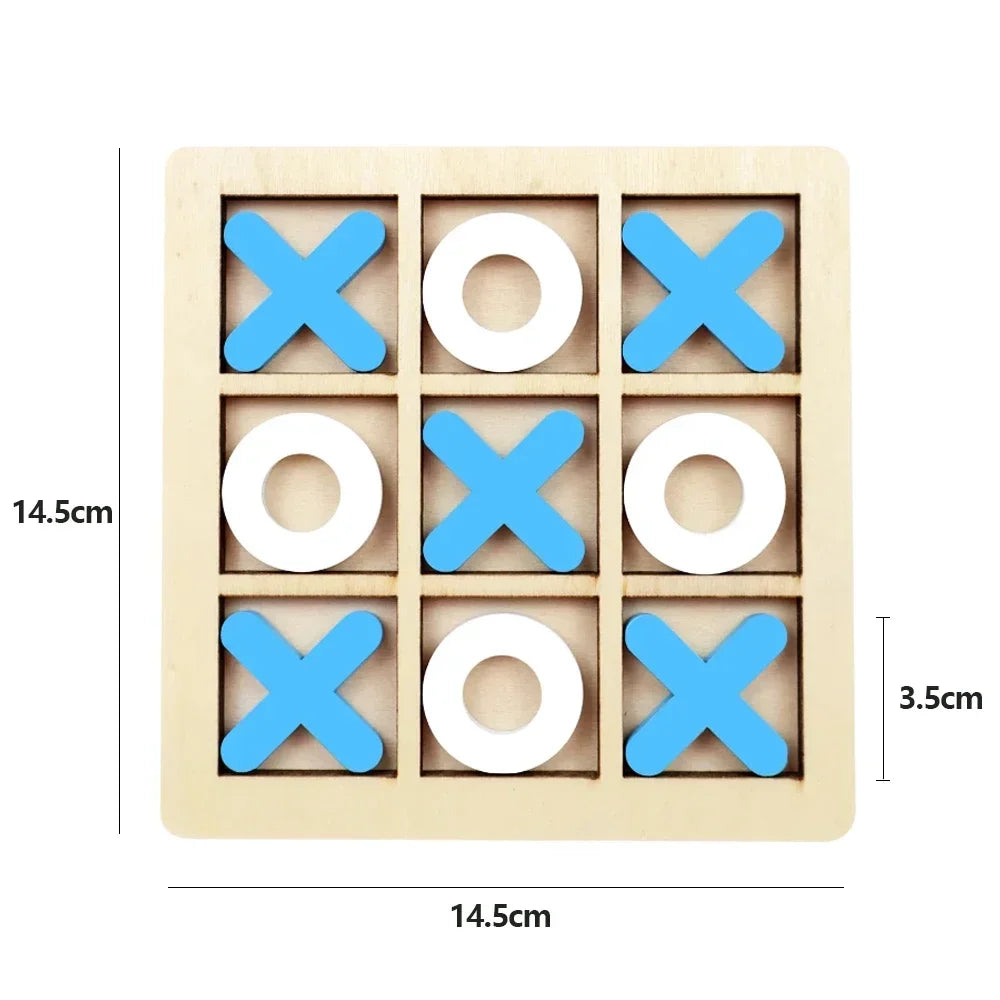 Wooden XO Tic Tac Toe Game Mini Chess Board Interaction Puzzle Training Montessori Educational Toys Gift for Kids Boy Girl