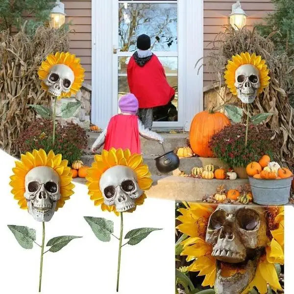 Creepy Skull Sunflower Flowers Skull Festival Art Craft Garden